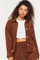 Women's Waffle Corduroy Shacket in Chocolate Medium