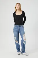 Women's Scoop Long-Sleeve Top in Black, XS