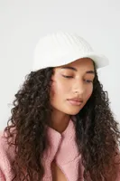 Cable Knit Baseball Cap in White