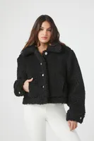 Women's Faux Shearling Bomber Jacket in Black Small