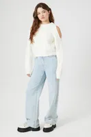 Women's Open-Shoulder Cropped Sweater Vanilla