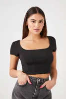 Women's Square-Neck Seamed Crop Top XL