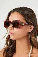 Tortoiseshell Rectangular Sunglasses in Brown/Brown