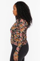 Women's Floral Print Bustier Top Black,