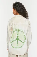 Women's Tie-Dye Peace Sign Graphic Shirt in Vanilla, XL