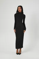 Women's Ribbed Mock Neck Maxi Dress