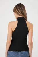 Women's Turtleneck Tank Top in Black Medium