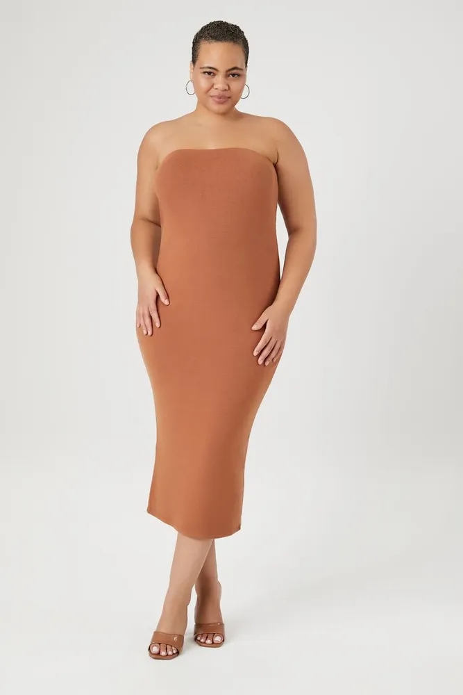 Women's Bodycon Tube Midi Dress Chestnut,