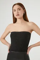 Women's Glitter Knit Tube Bodysuit Black