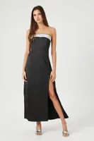 Women's Satin Rhinestone Maxi Slip Dress