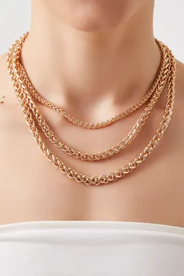 Women's Foxtail Chain Layered Necklace in Gold