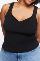 Women's Ribbed Sweater-Knit Top in Black, 3X