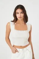 Women's Lace-Trim Sleeveless Crop Top