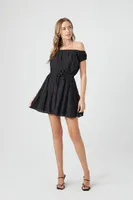 Women's Off-the-Shoulder Mini Dress in Black Medium