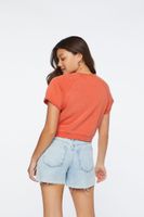 Women's French Terry Cropped Pullover in Red Medium