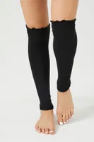 Lettuce-Edge Leg Warmers in Black