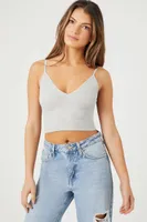 Women's Seamless V-Neck Longline Bralette in Heather Grey Medium