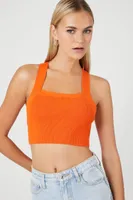 Women's Sweater-Knit Crisscross Tank Top in Sunset Large