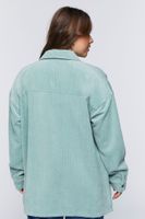 Women's Corduroy Shacket in Green Haze, 0X