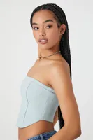 Women's Ponte Knit Curved-Hem Tube Top Blue