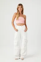 Women's Rhinestone Cropped Tube Top in Princess Small