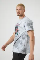 Men Tie-Dye Mustang Graphic Tee in White Large