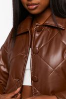 Women's Faux Leather Quilted Jacket