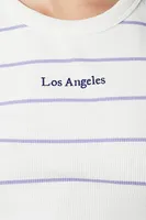 Women's Striped Los Angeles T-Shirt in Vanilla Large