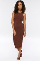 Women's Crisscross Cutout Midi Dress in Chocolate Medium