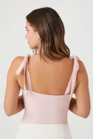 Women's Sweetheart Tie-Strap Bodysuit in Pale Mauve Medium