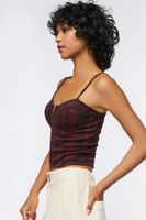 Women's Plaid Zip-Up Cropped Bustier in Burgundy/Black Large