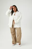 Women's Drop-Sleeve Shacket in Ivory, 3X