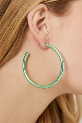 Women's Open-End Hoop Earrings in Green