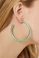 Women's Open-End Hoop Earrings in Green