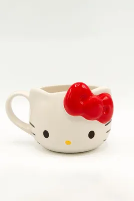 Hello Kitty Face Ceramic 3D Sculpted Mug in White