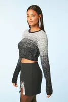 Women's Fuzzy Ombre Cropped Sweater