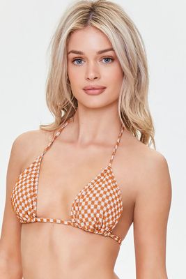 Women's Plaid Triangle Bikini Top