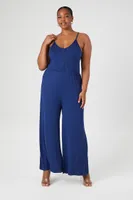 Wide-Leg Cami Jumpsuit in Navy, 1X