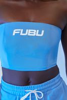 Women's FUBU Graphic Tube Top in Blue/White Medium