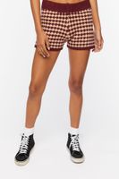 Women's Houndstooth Sweater-Knit Shorts in Merlot Medium