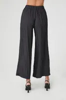 Women's Crinkled Micropleated Culottes in Black, XS