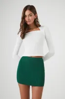 Women's Sweater-Knit Mini Skirt in Emerald Small