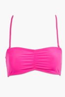 Women's Ruched Bandeau Bikini Top in Shocking Pink Small