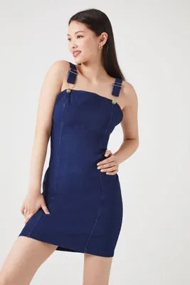 Women's Denim Square-Neck Bodycon Dress in Dark Denim Small