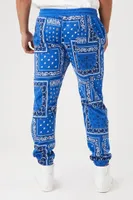 Men Paisley Print Joggers in Blue Large