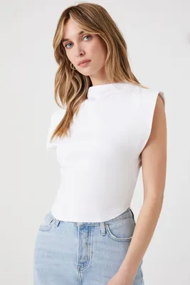 Women's Mock Neck Cap-Sleeve Top