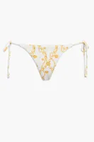 Women's Chain Print String Bikini Bottoms in White/Yellow, XL