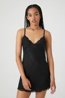 Women's Mesh Slip Mini Dress in Black, XL