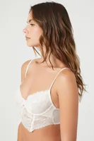 Women's Eyelash Lace Balconette Bra in Vanilla Large