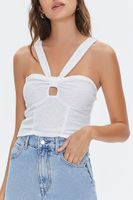 Women's V-Strap Cutout Crop Top in White Large